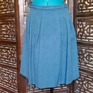 H&M teal textured pleated skirt size US 10 with pockets